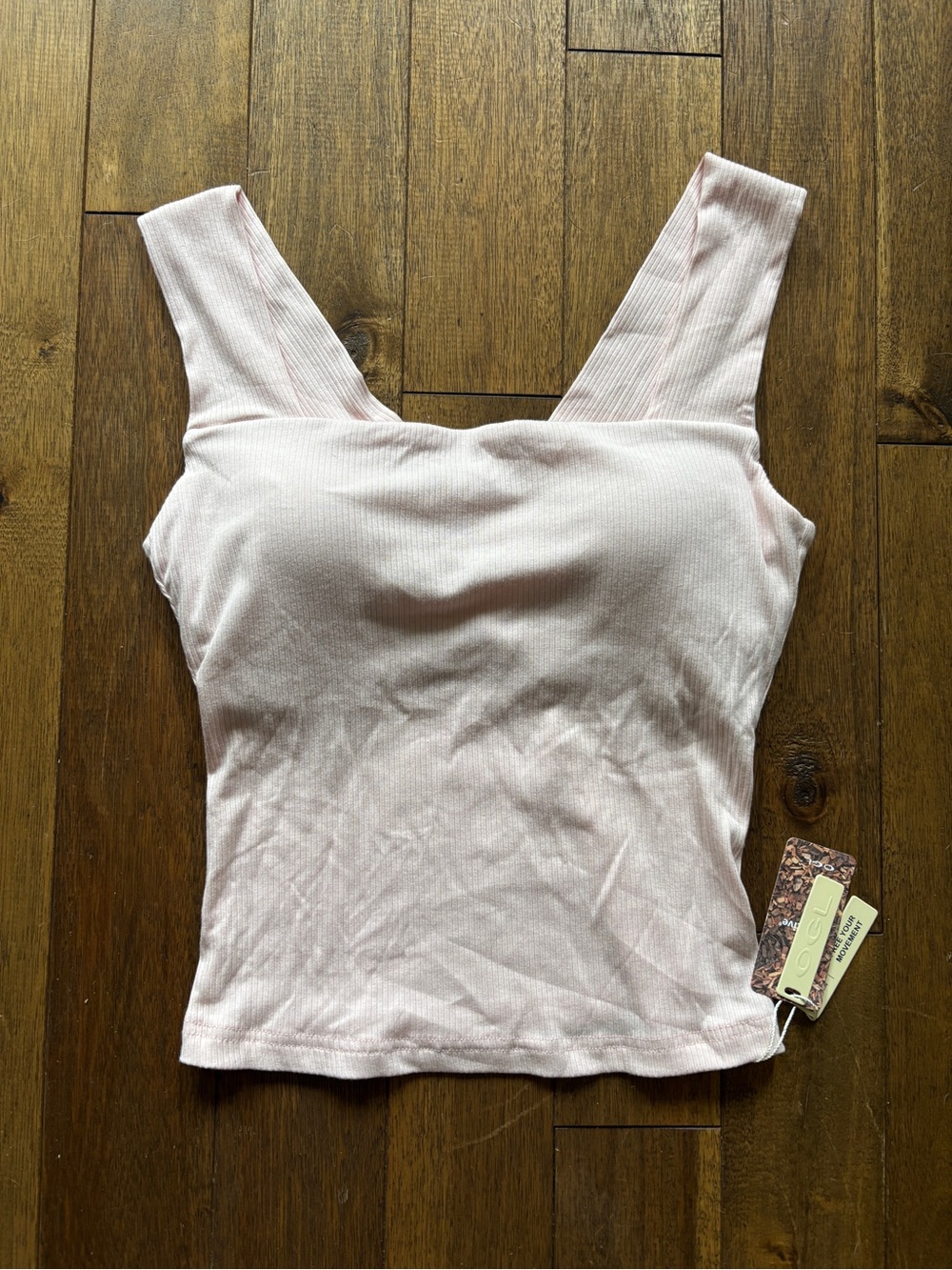NWT OGL Light Pink Ribbed Brami Tank Top | Built-In Bra | Size Small